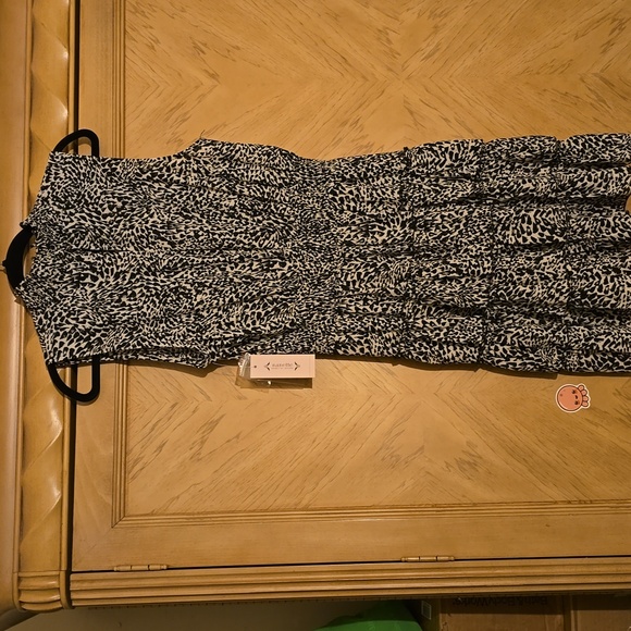 Nanette Lepore Sleeveless Ruffle Tiered Mini Dress. Black Cream 654-1 Print - Picture 6 of 12